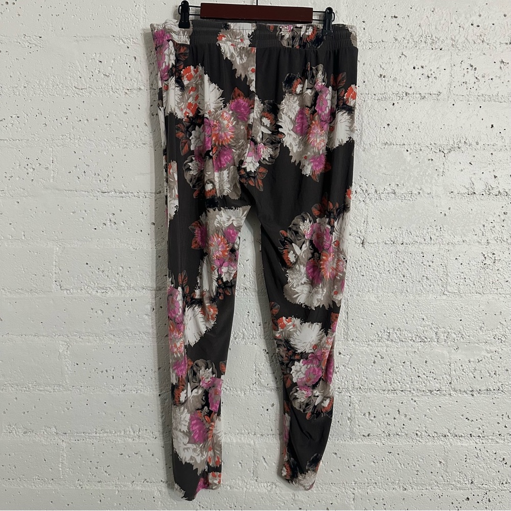 INC International Concepts Pants L Gray Floral Pull On Drawstring Stretch Pocket - Picture 4 of 5